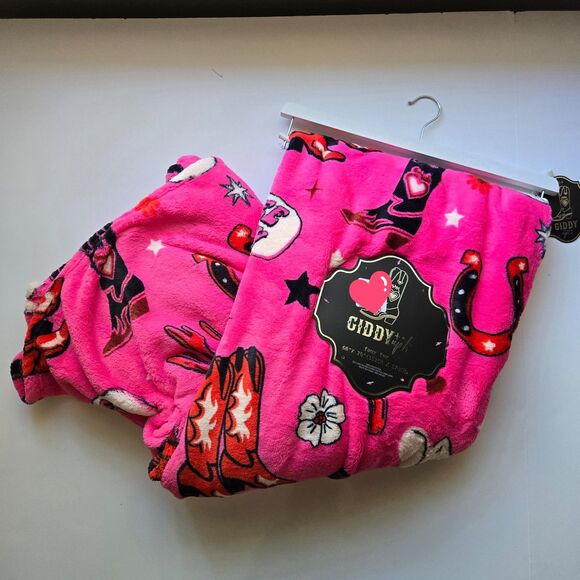 GIDDY UP Cowgirl Blanket Hot Pink 60 x 70 Faux Fur Western Disco Yeehaw Throw - Picture 6 of 6